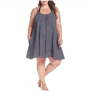 Elan striped slip dress cover up